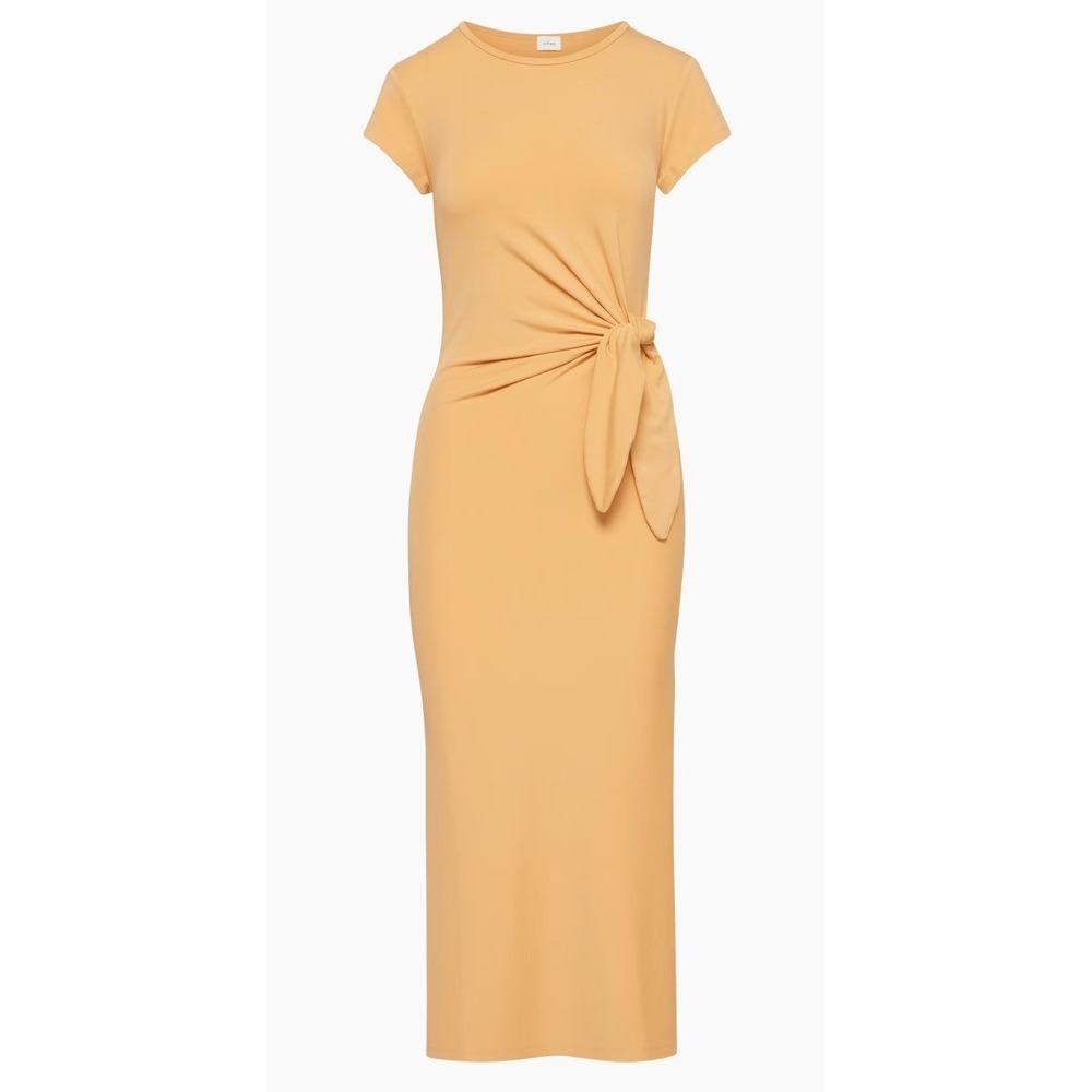 Aritzia Wilfred Fortune Jersey Maxi Dress S Apricot Orange Tie‎ Front Minimalist